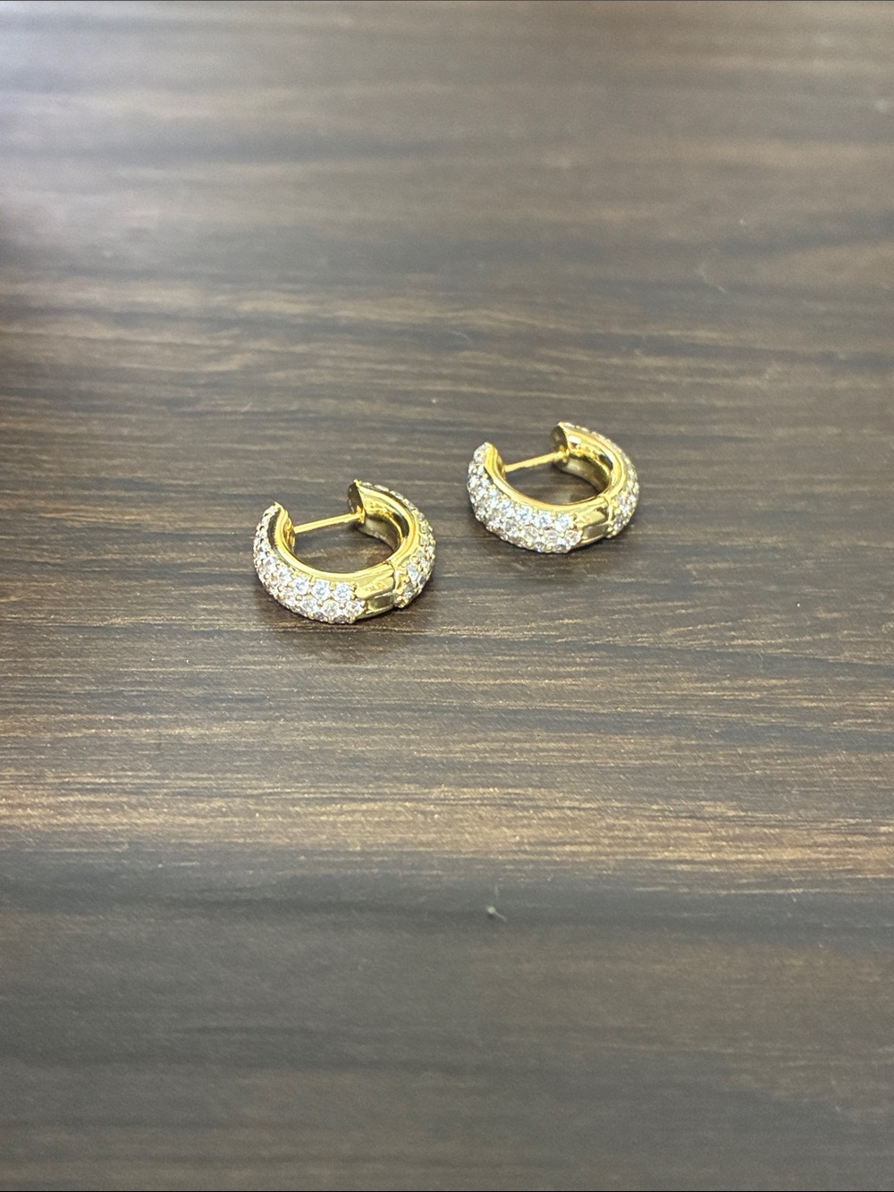 Gold Pavé Huggie Hoop Earrings - Quiet Luxury Preppy